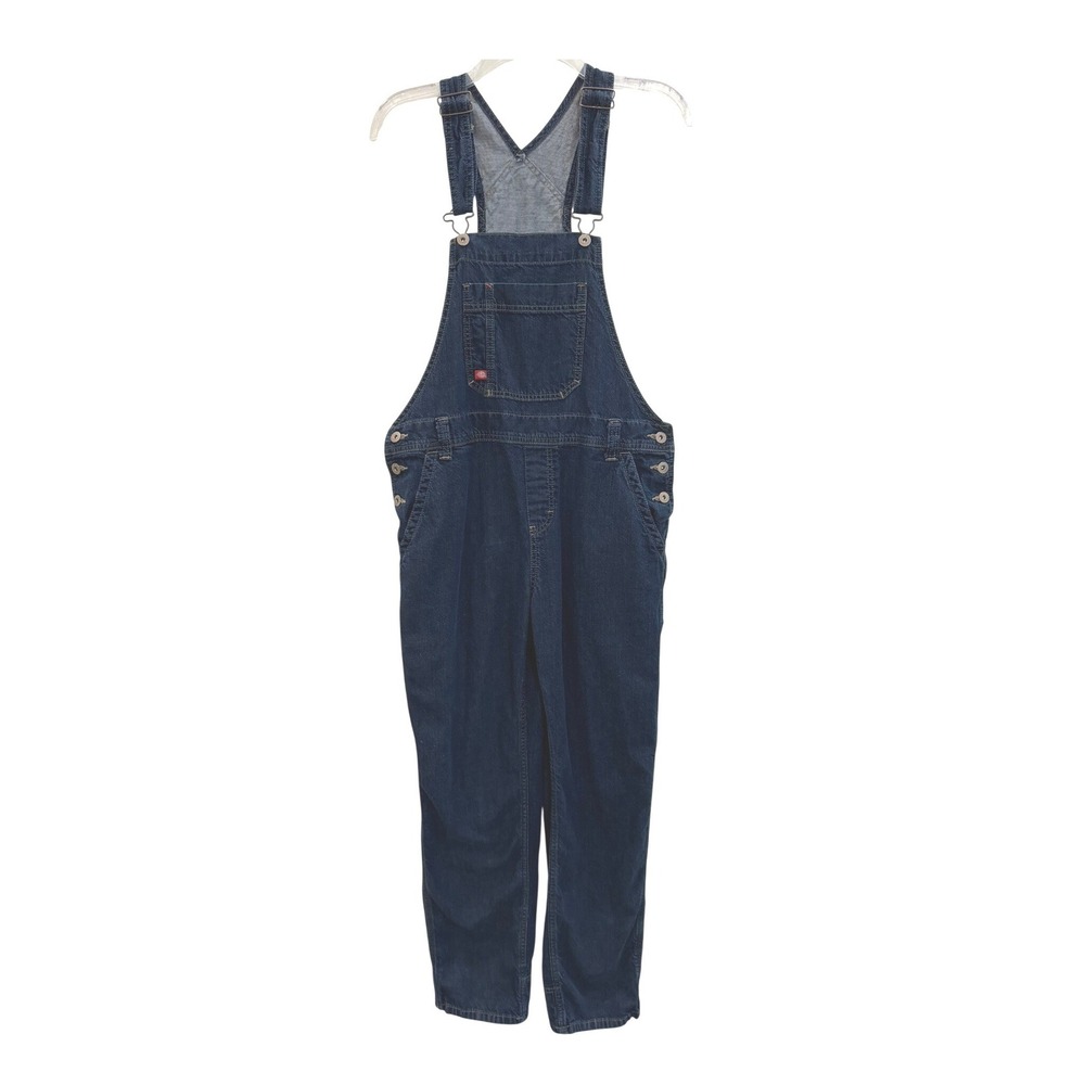 Dickies Women Dark Wash Denim Bib Overalls Carpenter Straight Leg Cotton Small